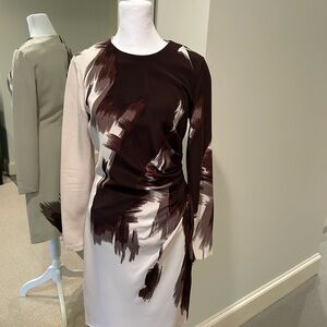 Gucci Brown and Cream Long Sleeve Dress